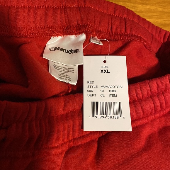 Maruchan Womens Jogger Sweat Pants Cropped Red Instant Lunch Warm Wishes - Picture 6 of 8
